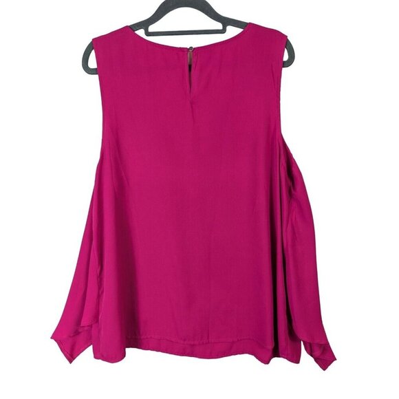 Covington Women size XL Sleeveless Shell V Neck Blouse Top Fuchsia Classic Flowy - Picture 8 of 8